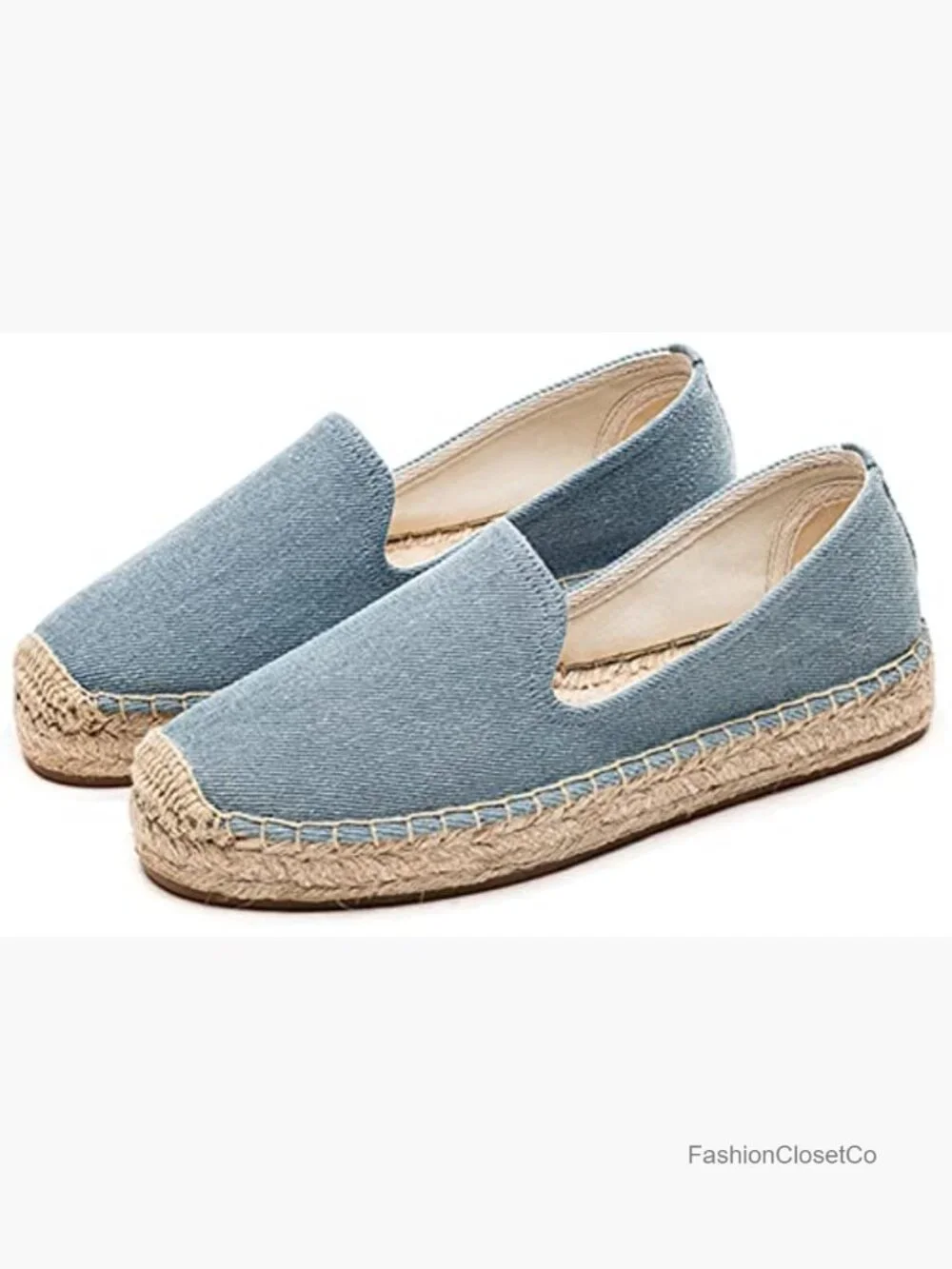 Canvas Espadrille Loafers Slip On Flat Shoes Casual Cap Toe Platform